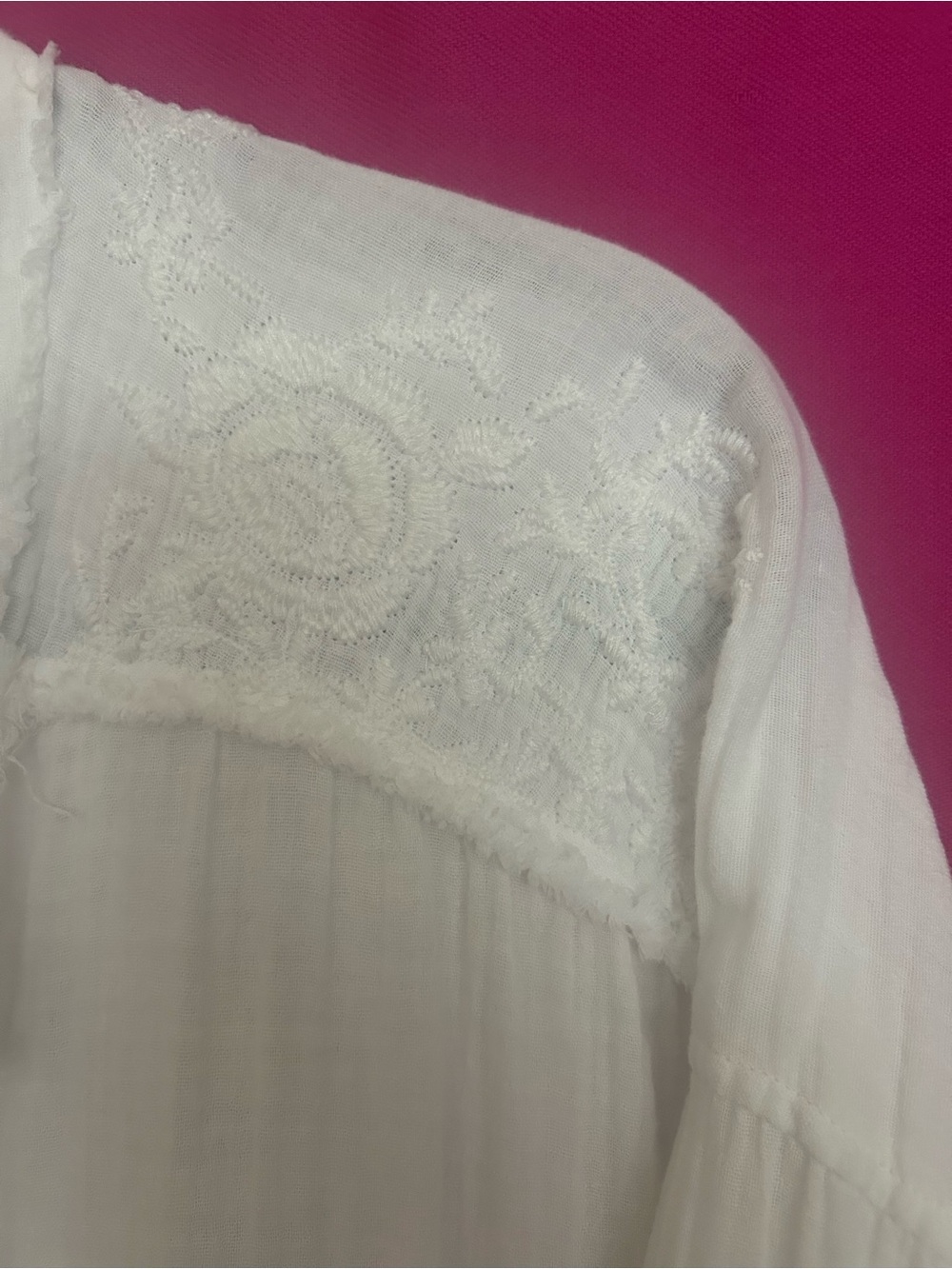 Johnny Was White Gauze Tassel Tunic / Cover-up - Picture 3 of 7